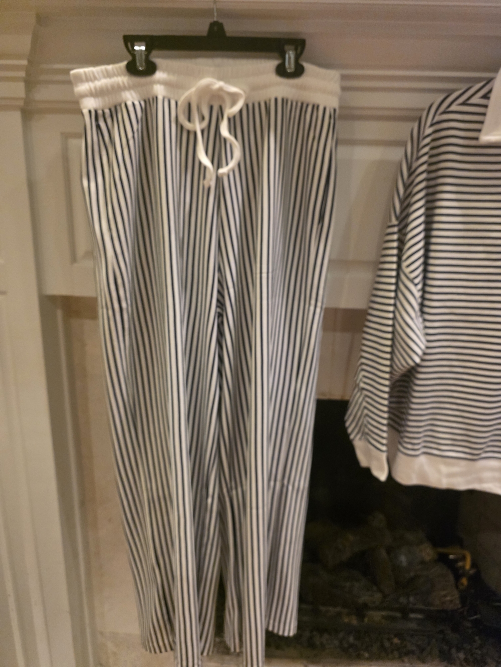 Zenana Outfitters Navy and White Striped Wide Leg Pants with Matching Pullover - Picture 3 of 6